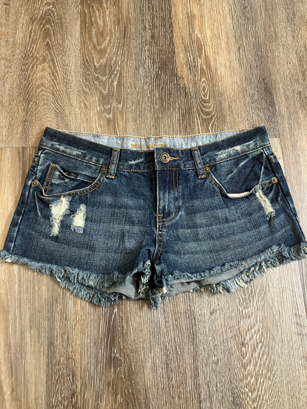 Billabong Dark Indigo Distressed Denim Cutoff Shorts